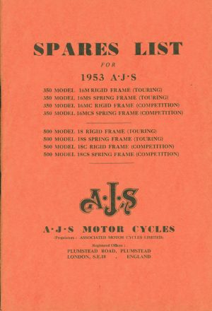 AJS Parts Book 1953