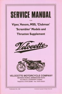 Velocette Venom Service Manual for Viper  Thruxton
