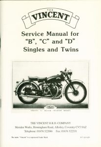 Vincent Motorcycle  Service Manual for  Series B C & D Singles and Twins 