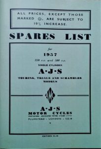 AJS 1957 350 500 Parts Book
