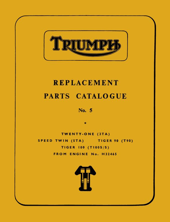Triumph 500 350 Twins Parts Book Number 5 1965