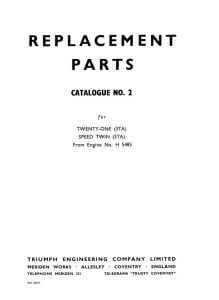 Triumph 350 500 Parts catalogue 1959-1960