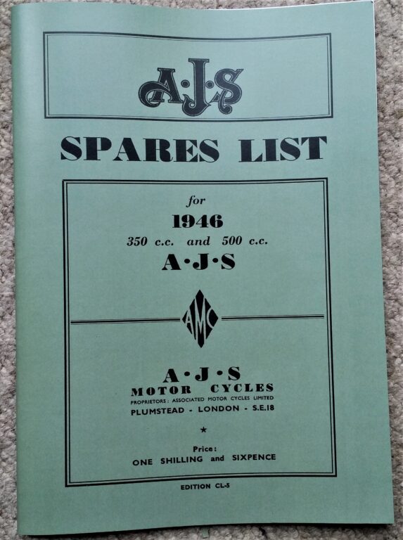 AJS 16 18 Parts book 1946