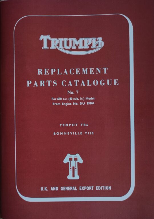 Triumph 650 Parts Book 1969 No 7